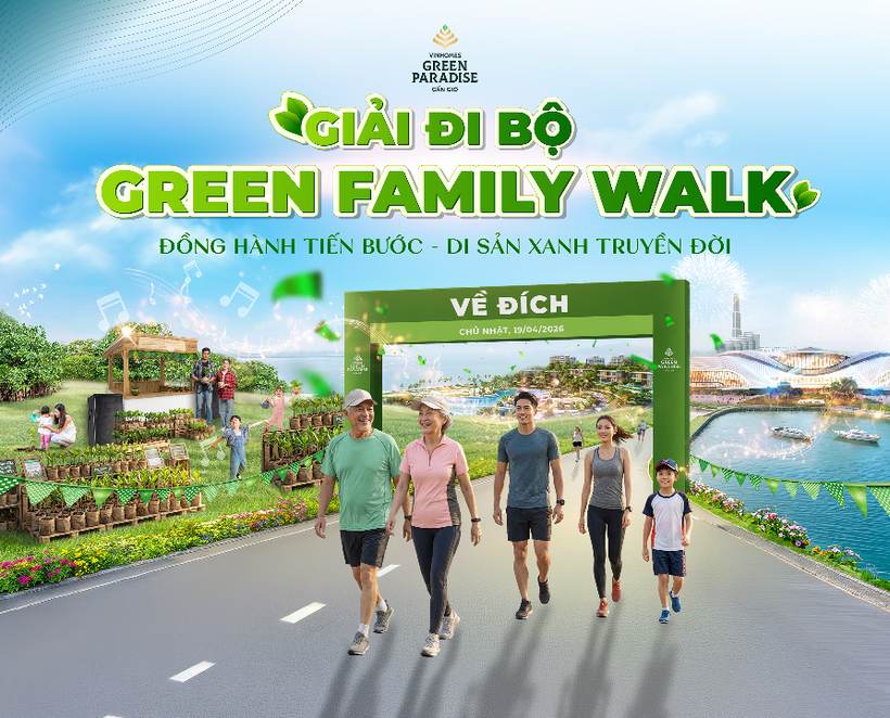 Giải đi bộ Green Family Walk sẽ chính thức diễn ra tại Vinhomes Green Paradise vào ngày 19/4.